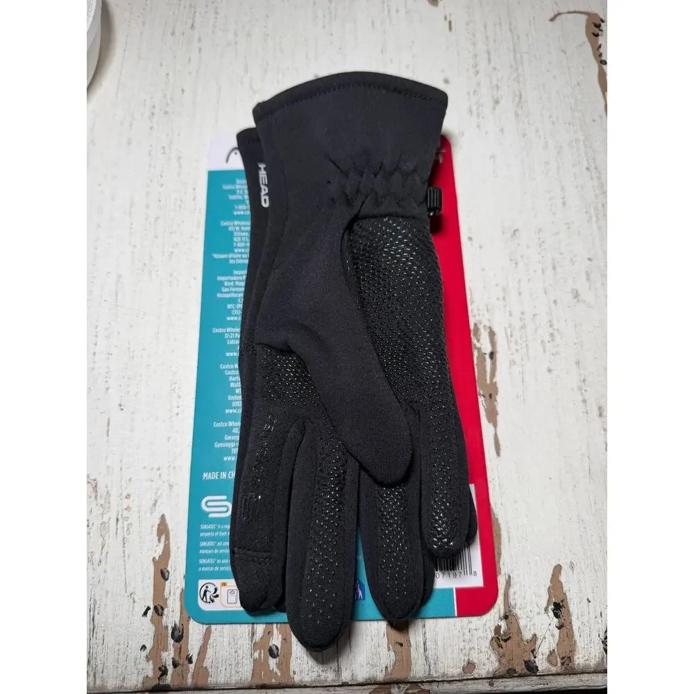 HEAD Women’s Touchscreen Running Gloves Black High Grip w/silicone palms - Med